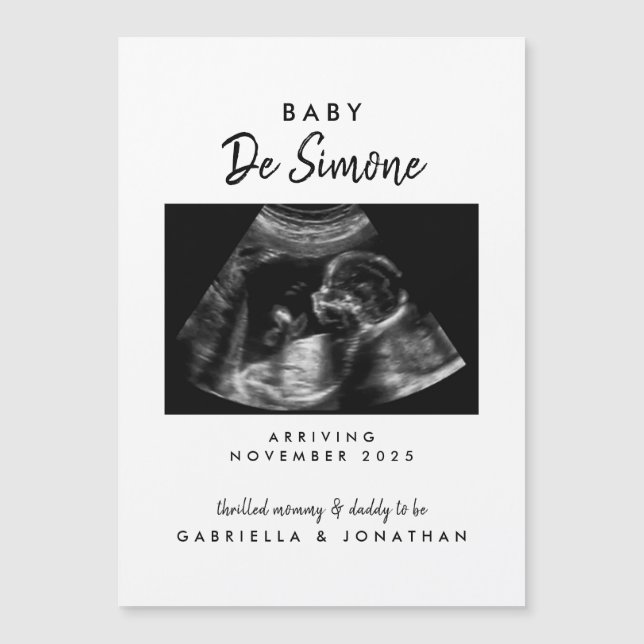 Sonogram Photo Pregnancy Announcement Magnet Card (Devant)