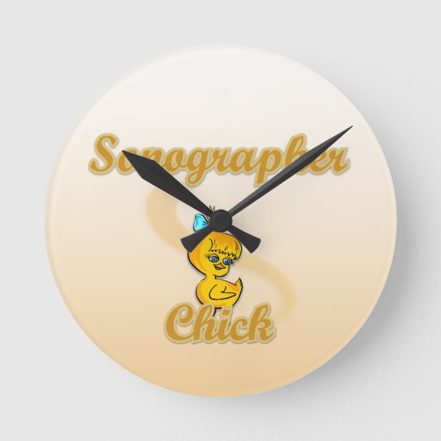 Sonographer Chick Round Clock (Front)