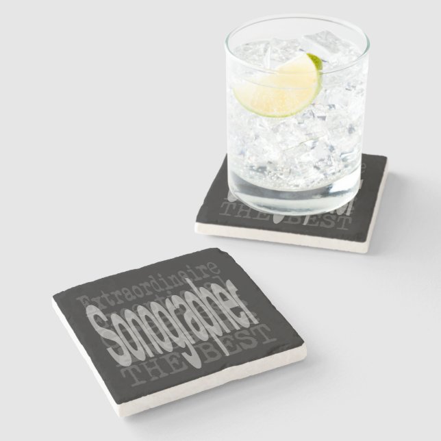 Sonographer Extraordinaire Stone Coaster (Side)