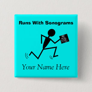 Sonographer Name Badge Customizable 2 Inch Square Button