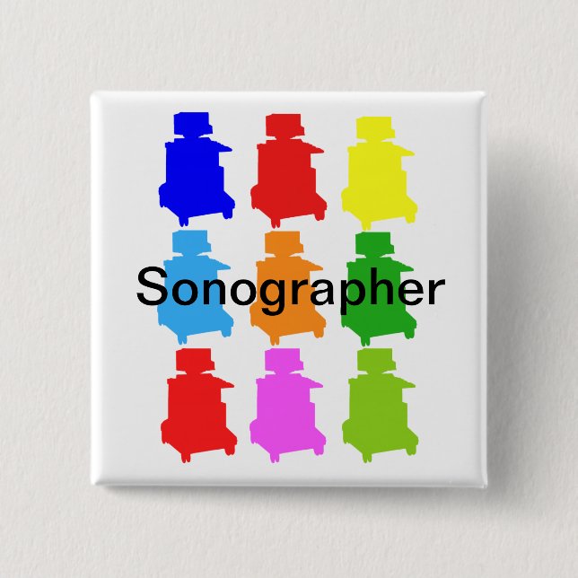 Sonographer Popart Gfits 2 Inch Square Button (Front)