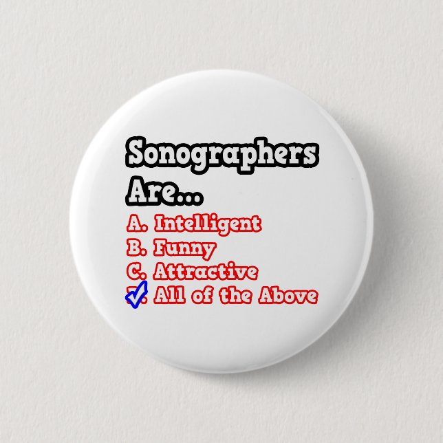 Sonographer Quiz...Joke 2 Inch Round Button (Front)