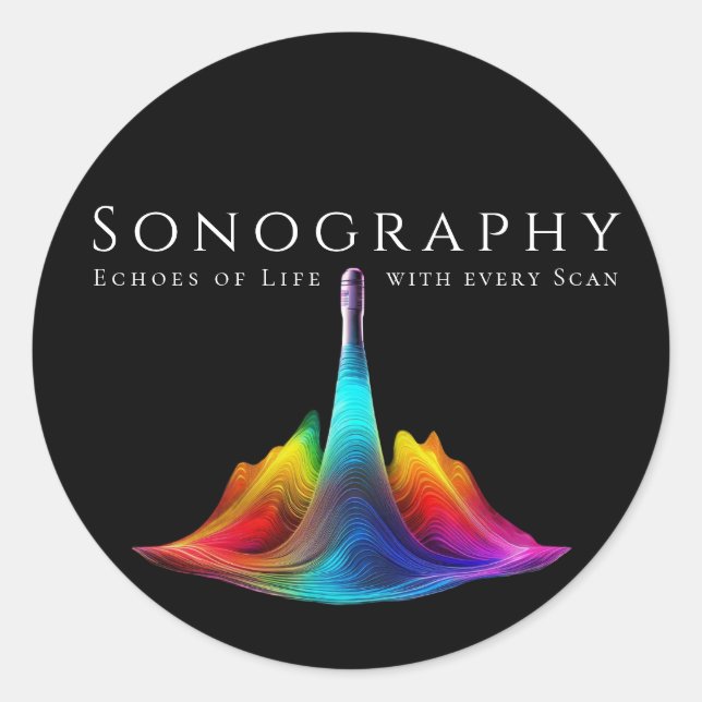 Sonography-Colourful Ultrasound Waves Classic Round Sticker (Front)