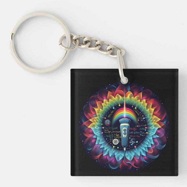 Sonography-Colourful Ultrasound Waves=Physics Keychain (Front)