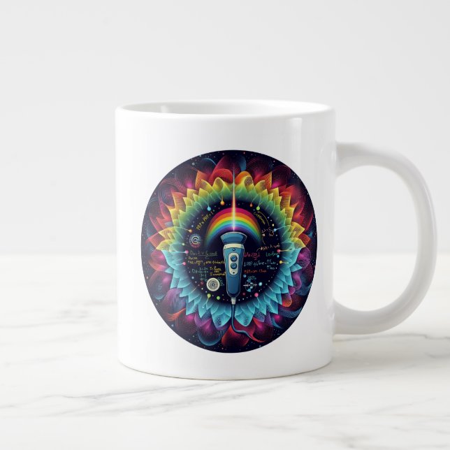 Sonography-Colourful Ultrasound Waves-Physics Large Coffee Mug (Right)