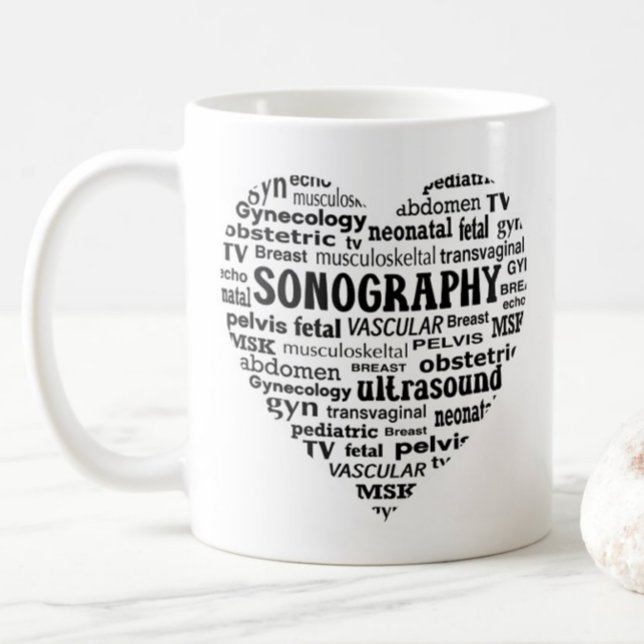 Sonography Specialty Black Heart Sonographer Gift Coffee Mug (Creator Uploaded)