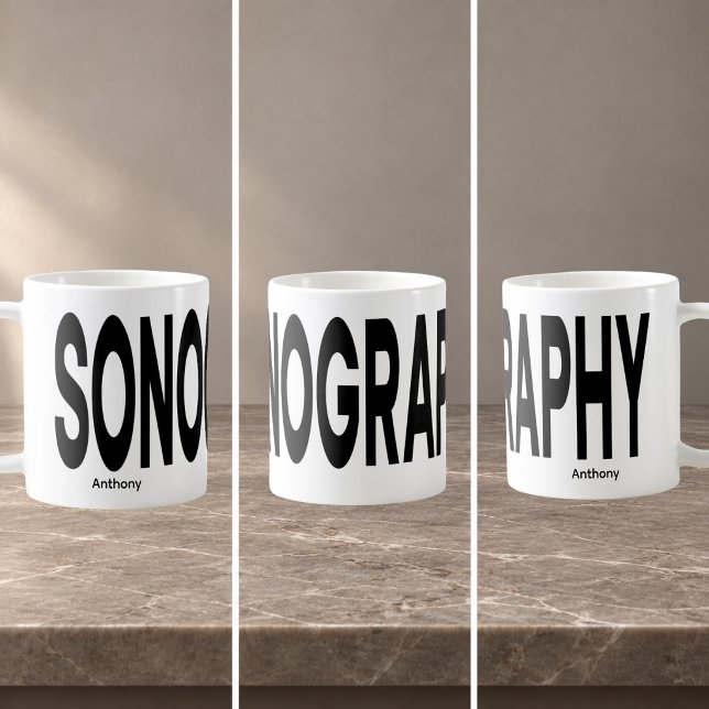 SONOGRAPHY Wraparound Text Personalized Coffee Mug (Left | Center View | Right)