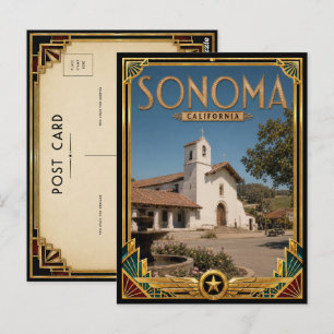Sonoma California Vintage Art Deco Golden Age Postcard