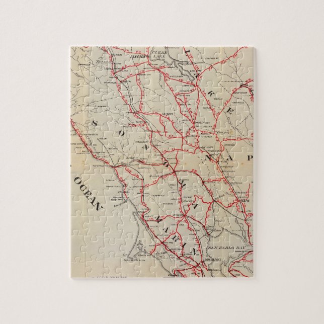 Sonoma, Marin, Lake, and Napa Counties Jigsaw Puzzle (Vertical)