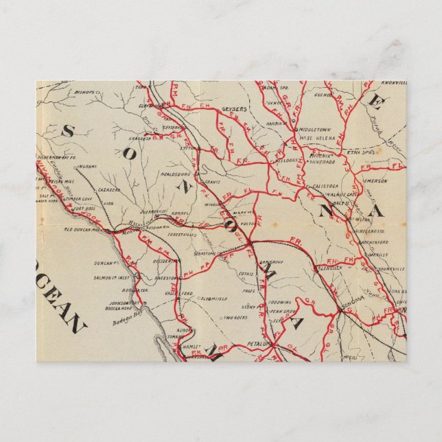 Sonoma, Marin, Lake, and Napa Counties Postcard (Front)