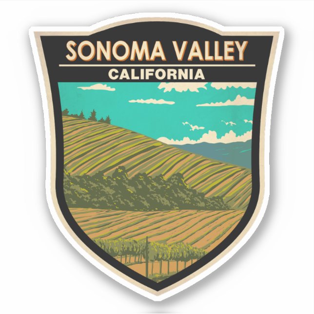 Sonoma Valley California Travel Art Vintage (Front)