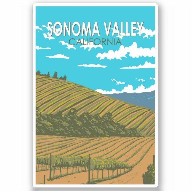 Sonoma Valley California Travel Art Vintage (Front)