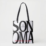 Sonoma Wine Country Tote<br><div class="desc">Bold black and white Sonoma Wine Country shoulder tote. You can personalize it with names,  dates or whatever memory you'd like to add OR  delete the red text  all-to-gether for a simple Sonoma wine country tote!</div>