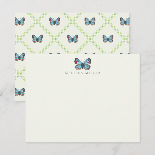 Sonoran Blue Butterfly Flat Note Card (Front/Back)