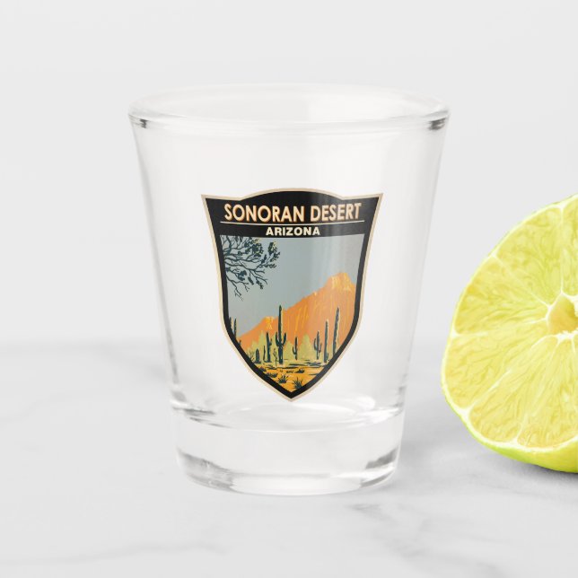 Sonoran Desert Arizona Vintage Art Shot Glass (Front)
