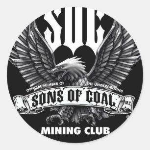 SONS OF COAL MINING CLUB CLASSIC ROUND STICKER