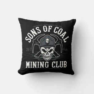 SONS OF COAL mining club Throw Pillow