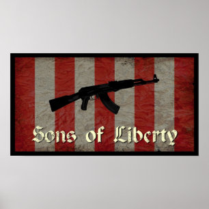 Sons of Liberty Flag with AK 47 Poster