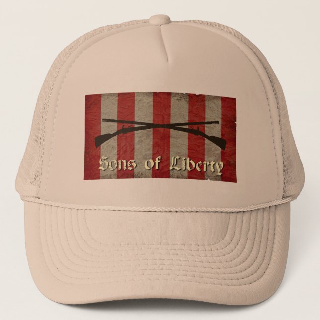 Sons of Liberty Flag with Two Muskets Trucker Hat (Front)