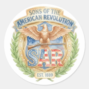 Sons of the American Revolution SAR Est 1889 Pride Classic Round Sticker