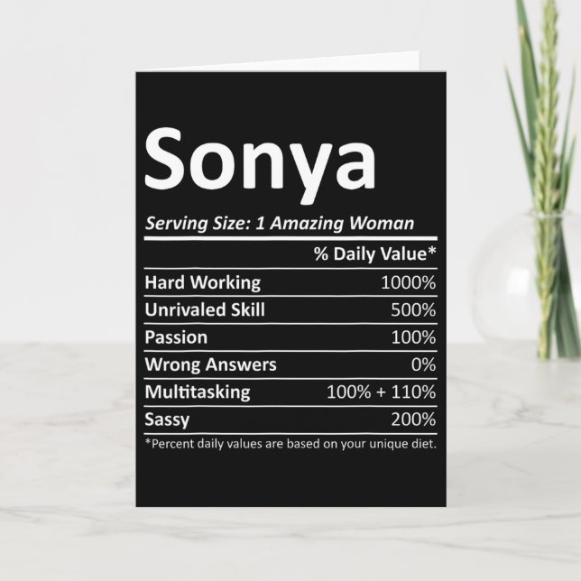 Sonya Nutrition Personalized Name Funny Christmas  Card (Front)