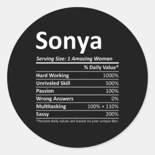 Sonya Nutrition Personalized Name Funny Christmas Classic Round Sticker