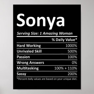 Sonya Nutrition Personalized Name Funny Christmas  Poster