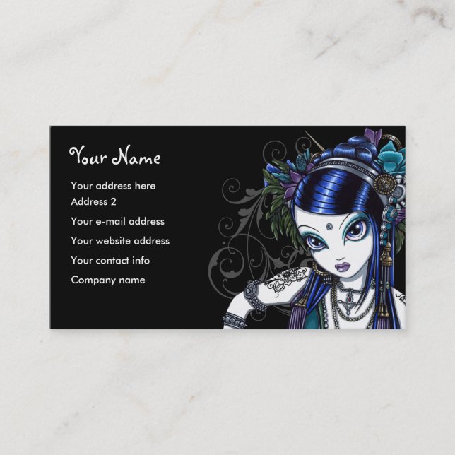 "Sonya" Tribal Fusion Belly Dancer Business Cards (Front)