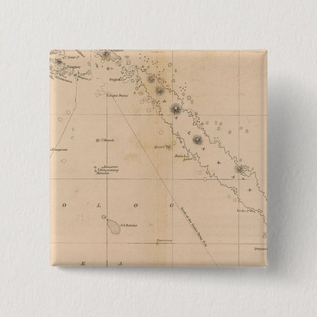 Sooloo Sea, Archipelago, Philippines 2 Inch Square Button (Front)
