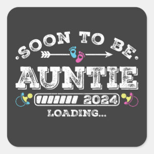 Soon to Be Auntie 2024 Loading Square Sticker