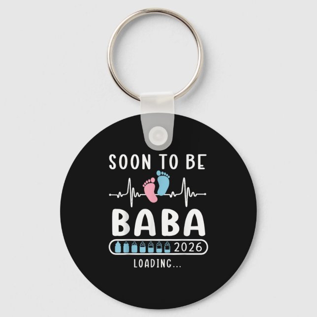 Soon To Be Baba 2026 Loading Promoted To Baba  Keychain (Front)