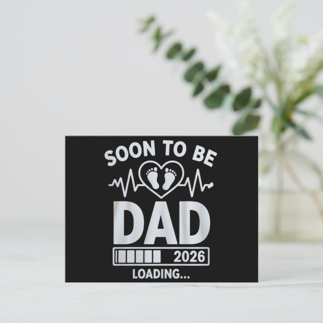 Soon to Be Dad 2026 Loading Pregnancy Announcement Postcard (Standing Front)