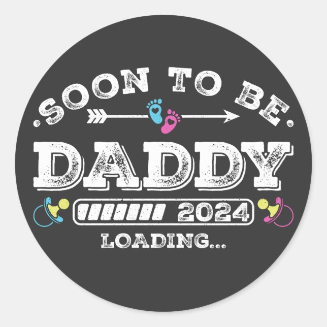 Soon to Be Daddy 2024 Loading Classic Round Sticker (Front)