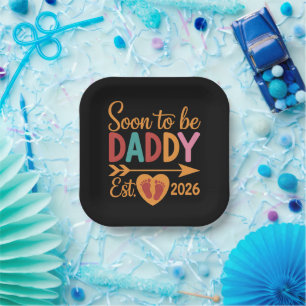 Soon to Be Daddy 2026 Loading Pregnancy Announce Paper Plate