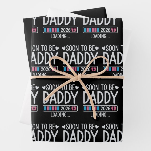 Soon to Be Daddy 2026 Loading Pregnancy Announce Wrapping Paper Sheet (In situ)
