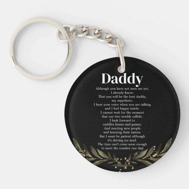 Soon to be Daddy Pregnancy Announcement Bump Poem Keychain (Front)