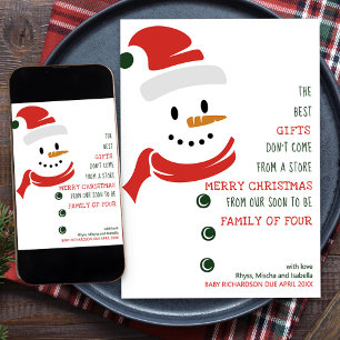 Soon to Be Family of Four Snowman Pregnancy Holiday Card