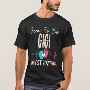 Soon To Be Gigi Est2024 Cute Flower Pregnancy Anno T-Shirt