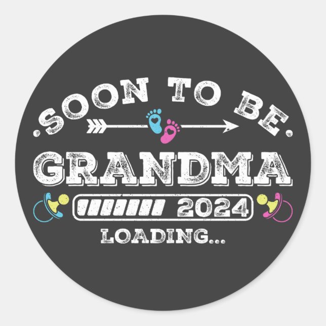 Soon to Be Grandma 2024 Loading Classic Round Sticker (Front)