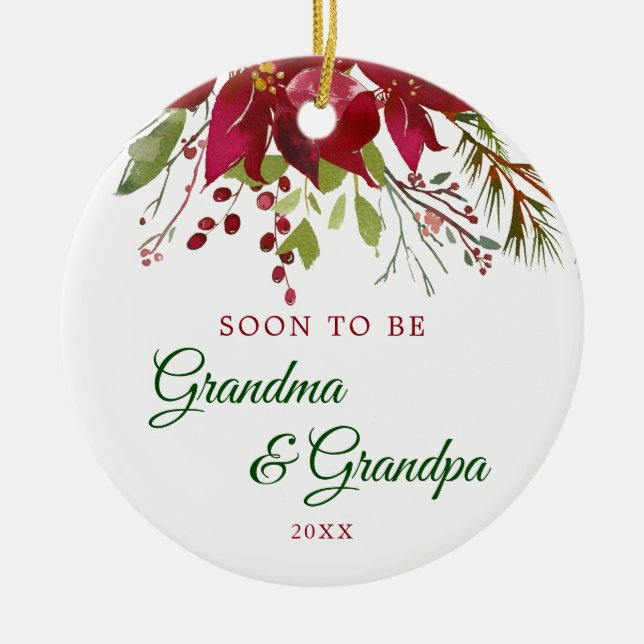 Soon To Be Grandma and Grandpa Gift | Grandparents Ceramic Ornament (Front)