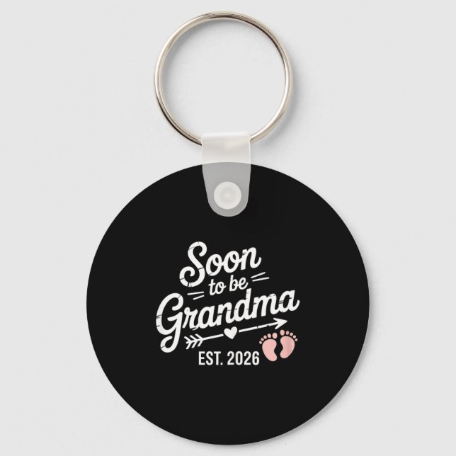 Soon To Be Grandma Pregnancy Announcement Est 2026 Keychain (Front)