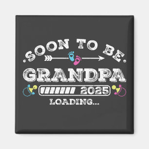 Soon to Be Grandpa 2025 Loading Square Magnet