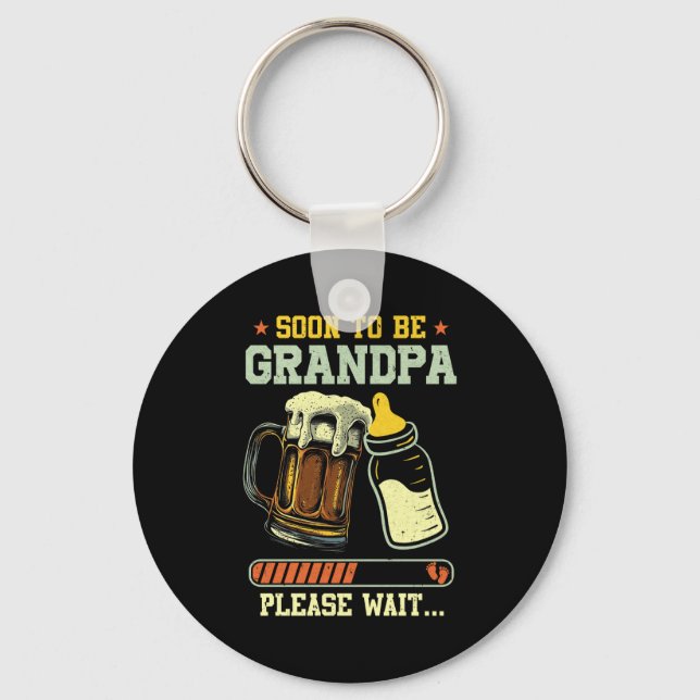 Soon To Be Grandpa Est 2025 Pregnancy Announcement Keychain (Front)