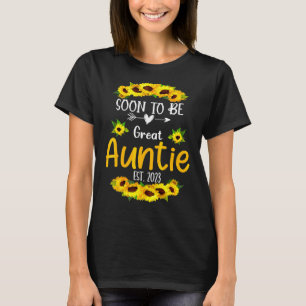 Soon To Be Great Auntie 2023 Sunflower Mother's Da T-Shirt
