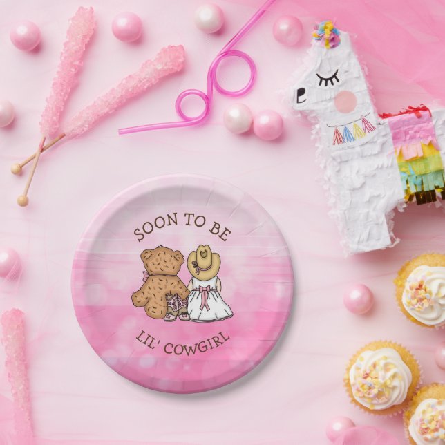 Soon to be Lil' Cowgirl | Girl's Baby Shower Paper Plate (Party)