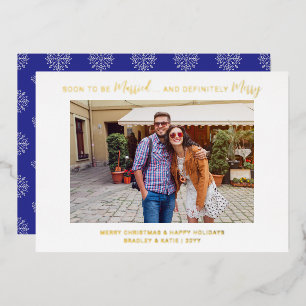 Soon To Be Married Engaged Merry Wedding Christmas Foil Holiday Card