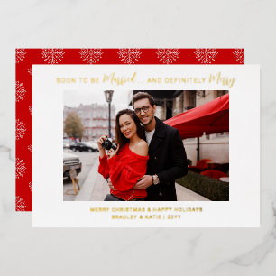 Soon To Be Married Engaged Merry Wedding Christmas Foil Holiday Card