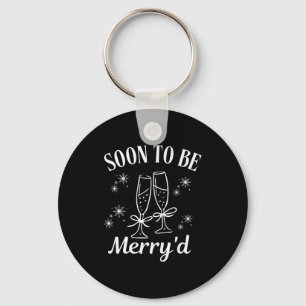 Soon To Be Merry'd Christmas Couple Engagement Keychain