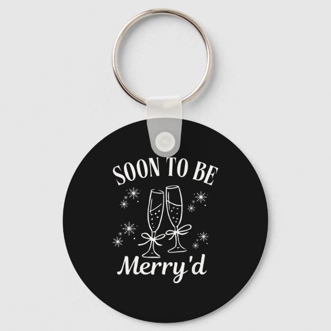 Soon To Be Merry'd Christmas Couple Engagement  Keychain (Front)