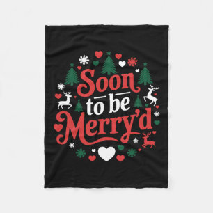 Soon To Be Merry'd Christmas Engaged Couple Matchi Fleece Blanket